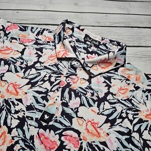 Bad Birdie Floral Polo Shirt - Black, Pink, Orange, White